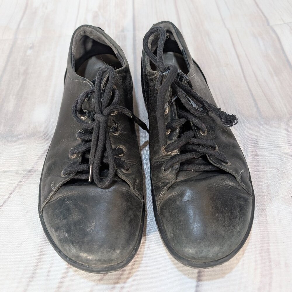 Birkenstock Black Leather Lace-Up Shoes Oxford Style